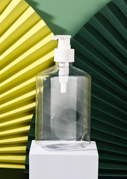 Flache 400-ml-PET-Flasche mit klarer Lotionpumpe