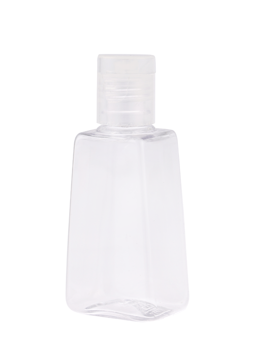 Transparente 30-ml-PET-Flasche in Trapezform mit Flip-Top-Hakenverschluss