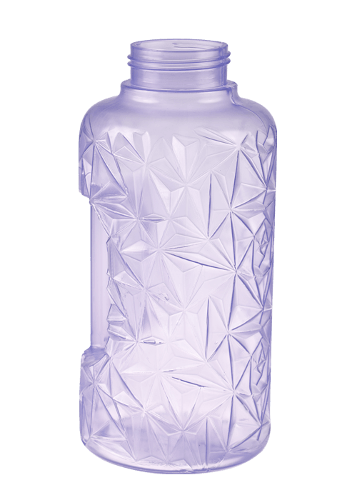 1L PP Color Transparent Polygonal geformte Wasserflasche mit Griff