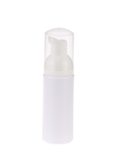 60-150 ml weiße zylindrische PET-Schaum-Druckpumpflasche mit großer Abdeckung Alkoholsterilisationsflasche