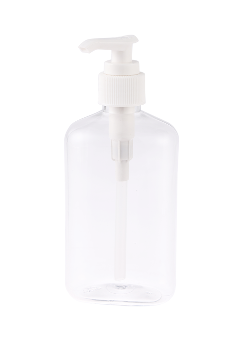 250 ml PET transparente ovale flache Gel-Lotion-Druckpumpflasche Desinfektions-Händedesinfektionsflasche