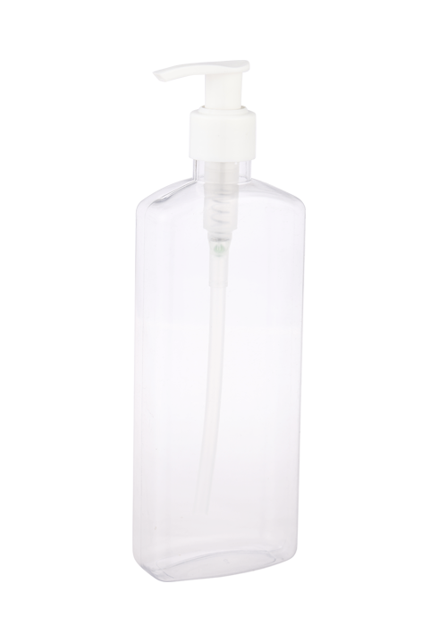 400 ml PET transparente flache quadratische Flasche Lotionspumpe Händedesinfektionsflasche